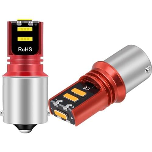 2PCS New 1156 P21W 7506 BA15S Super Bright CSP LED Car Brake Light Turn Signal Bulb Auto Backup Reverse Lamp Red White Amber 12V