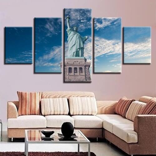 Statue of Liberty Canvas Painting Poster 5 Pieces Nordic City Lansmark Dining Room Living Room Bedroom Wall Decor Poster Print