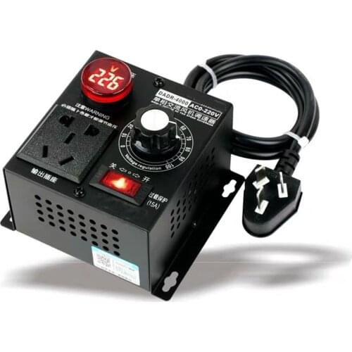 AC0-220V Single-phase Motor Speed Governor Fan Speed Adjustable Switch Thermostat with Voltameter 4KW