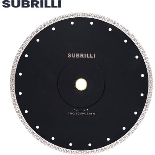 SUBRILLI 300mm Super Thin Diamond Saw Blade 12" Wave Style Diamond Cutting Blade for Stone Porcelain Tile Ceramic Circular Disc