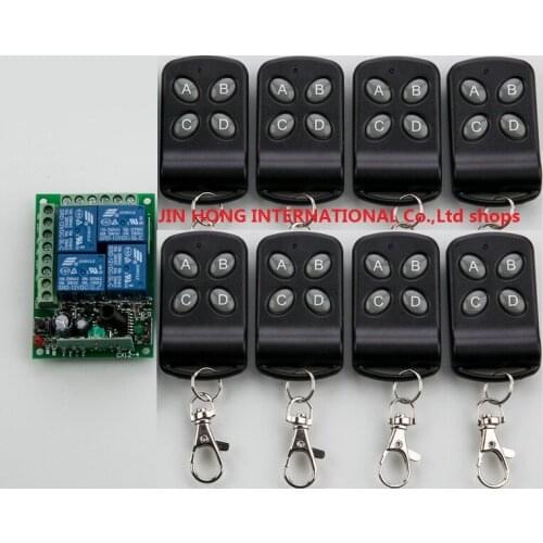 DC12V 4 CH RF Wireless Remote Control System / Radio Switch Transmitter/Receiver Momentary Toggle Latched & 8 x Transmitter