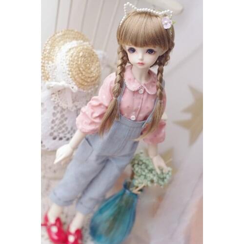 BJD doll wigs milk tea brown Imitation mohair wigs for 1/3 1/4 1/6 1/8 BJD DD S doll girl Double braids hair doll accessories