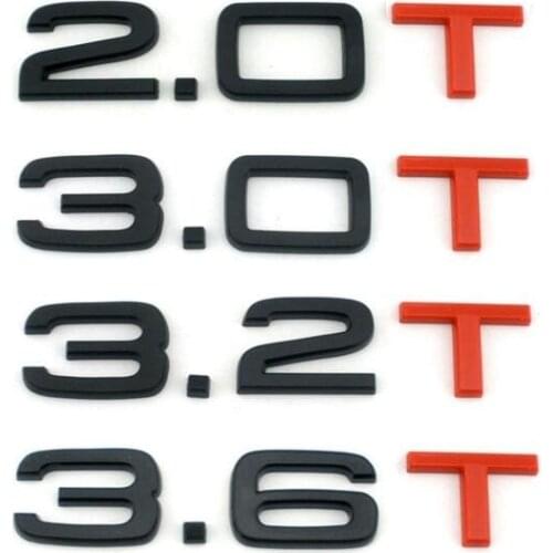 Gloss Black Red T 1.8T 2.0T 3.0T 3.2T 3.6T Trunk Badges Emblems Emblem Badge for Audi A4 A4 A6 A7 A8 S3 S4 R8 RSQ5 Q5 Q5L A6L