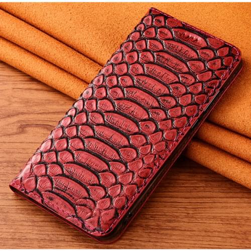 Snakeskin Veins Cowhide Genuine Leather Case Cover For Asus ROG Phone 3 Wallet Flip Cover