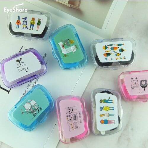 Lens Case with Stick Mirror Set Contact Lens Partner Container Storage Holder