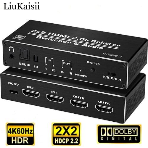 4K Switch 4 Ports 4K 60Hz Splitter with IR Remote, Supports Ultra HD Dolby Vision For PS4 XBOX ONE Apple Tv