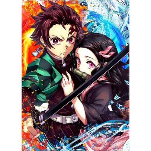 Demon Slayer Art Picture Diamond Kimetsu No Yaiba Painting 5D Japan Anime Full Square Drill Embroidery Cross Stitch Wall Sticker