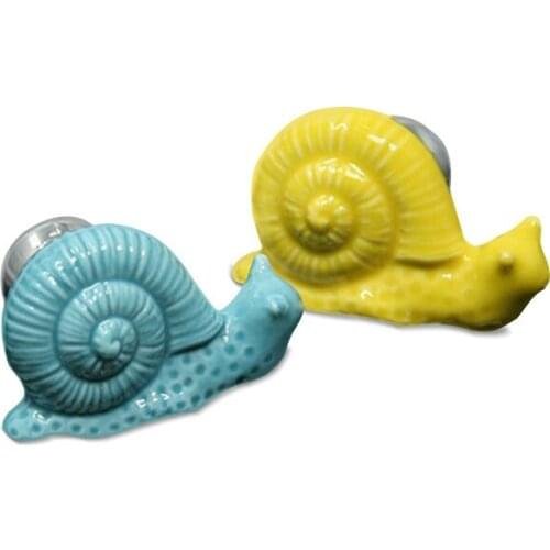 Cartoon Snail Ceramic Handles Drawer Knobs Kitchen Cupboard Door Handles for Kids Room Cabinet Handles Furniture Handle