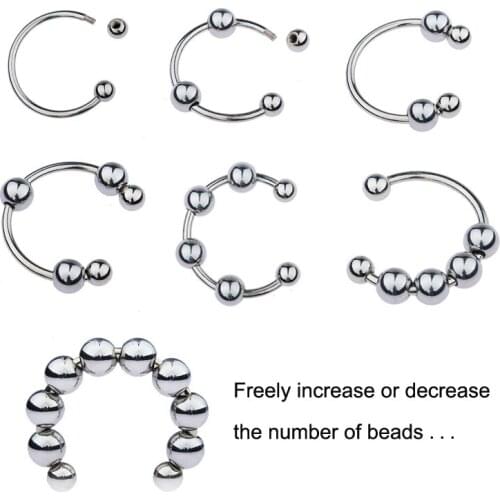 Stainless Steel Shaky Beads Penis Ring Erection Lasting Metal Cock Ring Adult Sex Toys for Men Sex Male Chastity Device Sex Shop