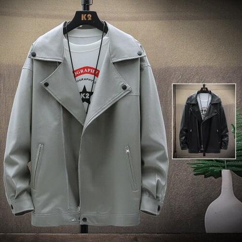 Leather Jacket Mens Korean Edition Fashion Leather Jacket Pies To Overcome The Spring 2021 New Popular Logo Mens Handsome Top