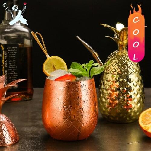 400ml/550ml/900ml Pineapple Mug Moscow Mule Copper Mugs Metal Mug Cup Creative And Personalized Stainless Steel Cocktail Mugs