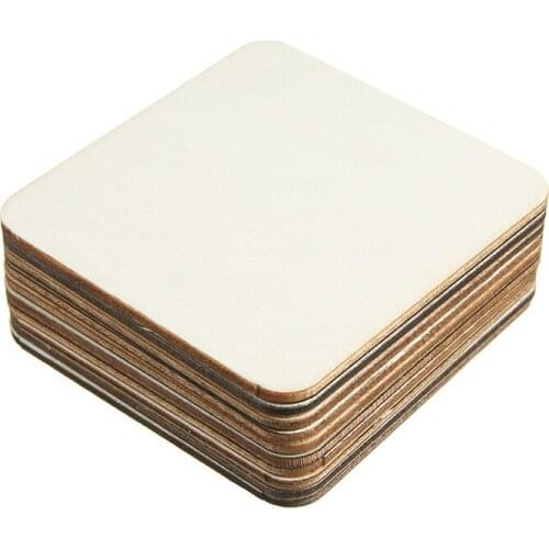 10pcs Square Handmade Wooden Board DIY Painting Childrens Hand Drawing Wooden Chip Wood Square Pieces DIY Crafts