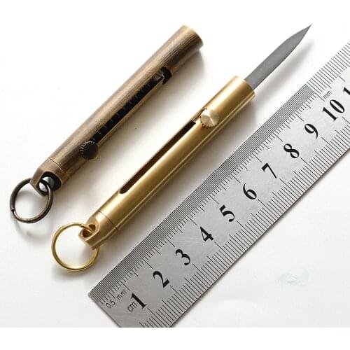 Brass Mini Survival Pocket Knife EDC Push Key Knife 2020 New CS Go Utility Knifes Portable Pocketknife Outdoor Camp Survival