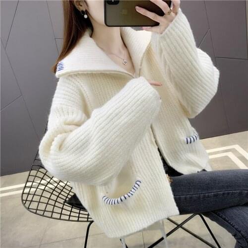 Small room 2, room 193626 on the ground 】 collar to film pocket zipper knitting cardigan [3003] 85