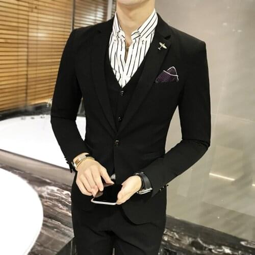 Polyester viscose spandex 3.5 28.7 67.8 mens suit three-piece suits SJT33 - P300