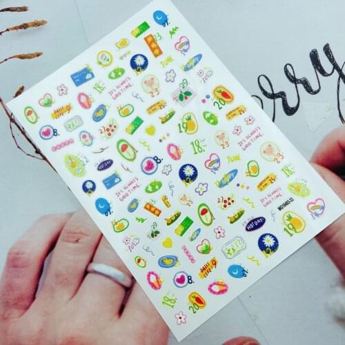 DIY Japanese Style Nail Stickers Thin Light Traceless Back Glue Adhesive Dry Nail Decals Colorful Flowers Nail Art Manicure Girl