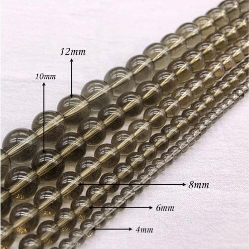 Natural Stone Light Brown Crystal Quartz Round Loose Charm BeadsFitMulti-purpose Jewelry Making 4 6 8 10 12 MMPick Size J266