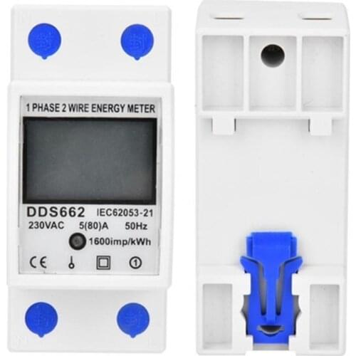 Backlit Single Phase Two Wire LCD Digital Display Wattmeter Power Consumption Energy Meter kWh AC 230V 50Hz Din Rail