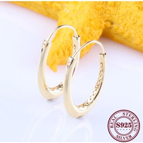DoDoFly Original 925 Sterling Silver Shine Gold Oversized Oval Earrings Hook Earrings Creative Hollow Large Earrings Hook Women