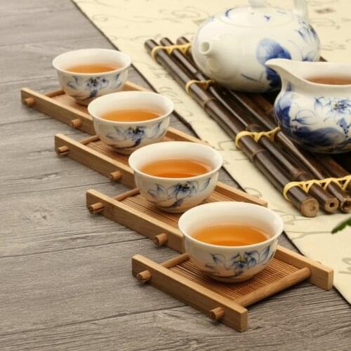 Solid Wood Tea Tray Drainage Cup Teapot Mat Gongfu Tea Table Serving Plate 87HB