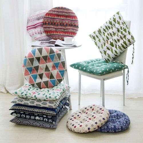 Cushion summer chair cushion cotton and linen office four seasons stool butt cushion breathable soft