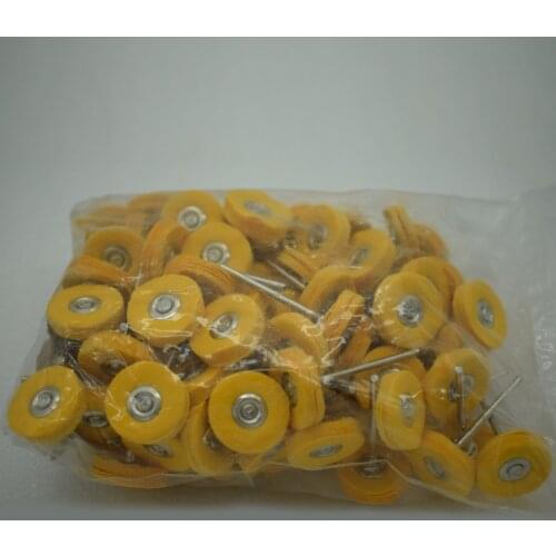 100PCS Yellow Cloth Wheel Brush 6X 22mm Rotary Round Polishing Buffing Tool For Dremel