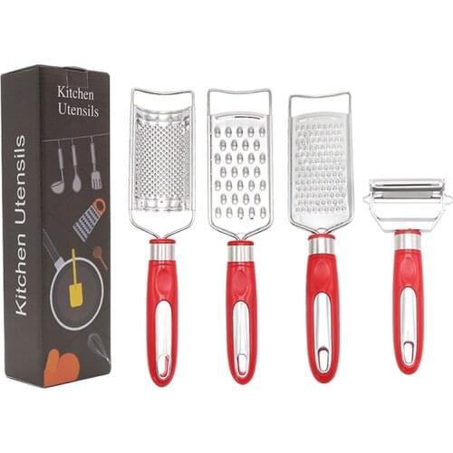 4-piece Cheese Grater Multi-purpose Vegetable Lemon Fruit Peeler Stainless Steel Grater for Parmesan Cheese, Ginger, Vegetables