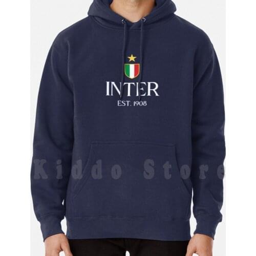 Inter Hoodie Long Sleeve Football Inter Italia Scudetto Soccer Nerazzurri Italy Roma Itali