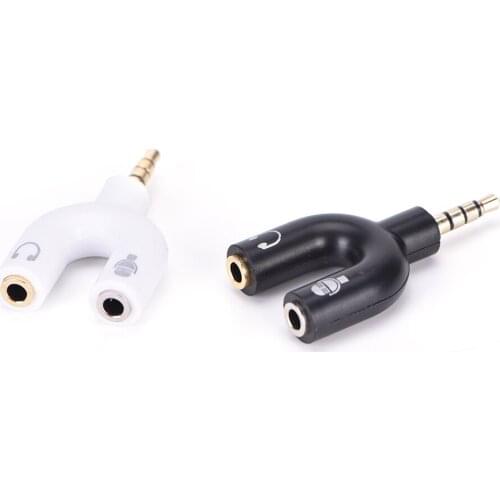 3.5mm Male To Female U-shaped Headphone Adapter Double Sharing Splitter Stereo Audio Output Microphone Headphone Splitter