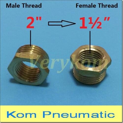 Verykom Pneumatic Brass Reducer 2" BSP Male To 1.5" BSP Female Reducing Bush Adapter Fitting Gas Air Water Fuel G2 Connector PT2
