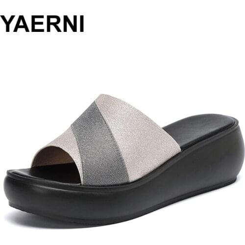 YAERNI slippers for women sandals 2020 summer wedges heels women shoes woman slippers summer sandals casual shoes