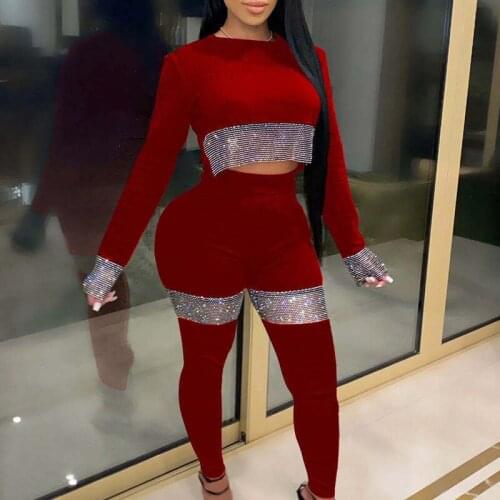 Sexy Hollow Out Pullover Tops & Elastic Waist Pants Outfits 2021 Spring 2 Piece Set Women Autumn Casual Long Sleeve Suits