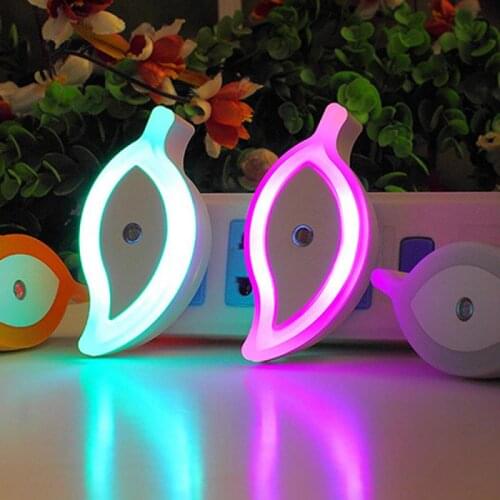 1PC US/EU plug leaf shape energy-saving light control night light LED sensor light smart home night light baby bedroom lamp