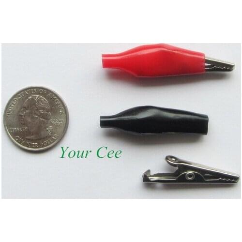 10pcs Medium Battery Insulated Crocodile Alligator Testing Clip Clamp Connector Length 35mm Red & Black