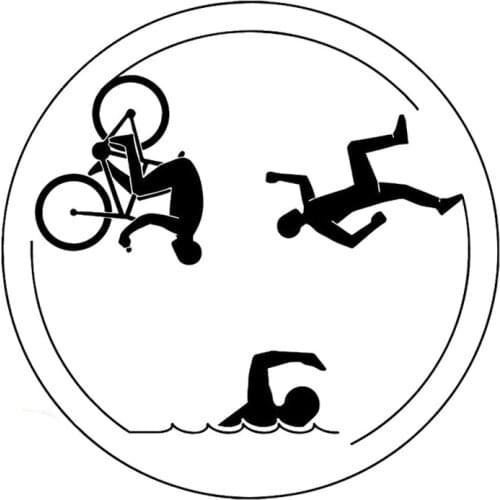 13.8CM*13.8CM Creative Triathlon Sports Running Swimming Cycling Silhouette Decor Car Stickers Vinyl Decal S9-0627