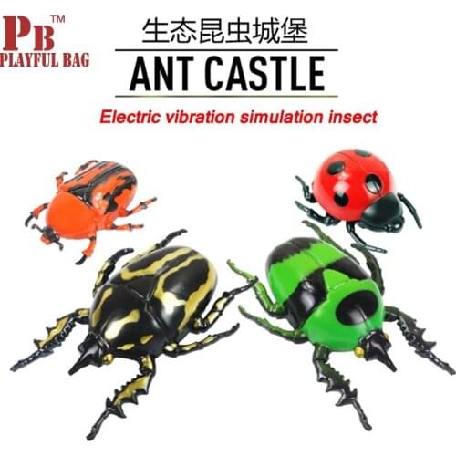 2018 Simulation vibration Insect Ladybug beetle green insect electric vibration simulation insect electronic pet Childrens toys