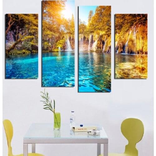4PCS nature waterfall diy Diamond Embroidery Picture of Rhinestones Triptych Almaznaya Mosaic Cross Stitch Diamond Painting 5d