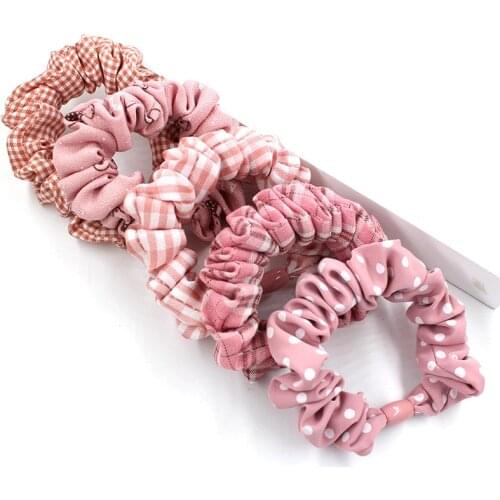 5pcs Vintage Scrunchies Velvet/Silk Leopard Pure Color Scrunchies Set Elastic Hair Band Ponytail Holder Fashion Hair Accessories