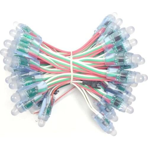 50pcs DC5V WS2811 Full Color LED Pixel Light Module 12mm 10cm wires IP68 waterproof RGB Digital led strings