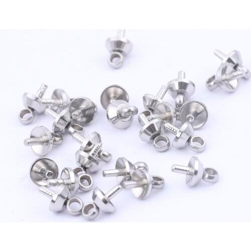 50pcs Stainless Steel Pendant Connector Bails 4mm Screw Eye Bead Cap Diy Charm Necklace Making Accessories