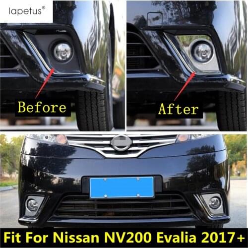 Lapetus Accessories Fit For Nissan NV200 Evalia 2017 - 2019 ABS Chrome Front Fog Lights Foglight Lamp Frame Molding Cover Kit