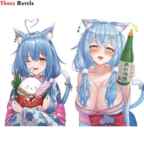 Three Ratels A483 Car Sicker Of Anime Role Yukihana Lamy Hololive For Auto Cover decorative sticker Car Aaccessories Decal Decor