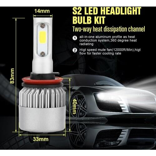 Car LED Headlight with 3 Sides Lights 10000LM Cree Lamp H1 H3 H4 H7 H11 H13 H27/880 9004 9005/HB3 9006/HB4 9007/HB5 Waterproof