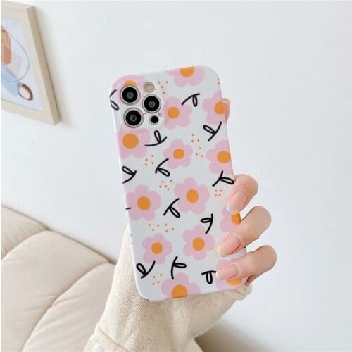 Retro kawaii sweet pink Flowers art Japanese Phone Case For iPhone 11 12 Pro Max Xs Max XR Xs 7 8 Plus X 7Plus case Cute Cover