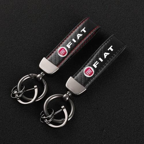 For Fiat Aegea 500c Panda Uno Palio Tipo Doblo car Emblem car Carbon fiber Leather Car KeyChain Custom sports Key Rings gift