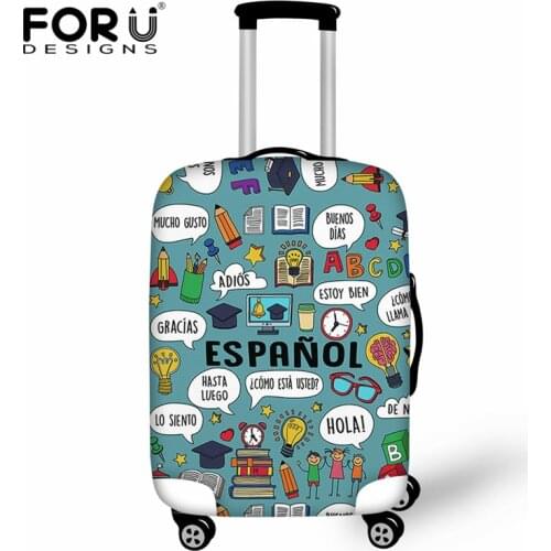 FORUDESIGNS Spanish Teacher Print Luggage Cover Protect Suitcase for 18-32 inch Trolley Case Elastic Stretch Travel Accessories