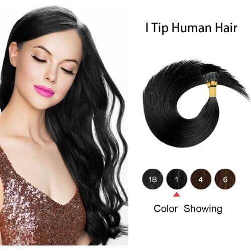 I Tip Human Hair Extensions Pre Bonded Cold Fusion Remy Hair Keratin Stick Natural Straight Tipped Hair I Tip Stick Tip 1.0g/s