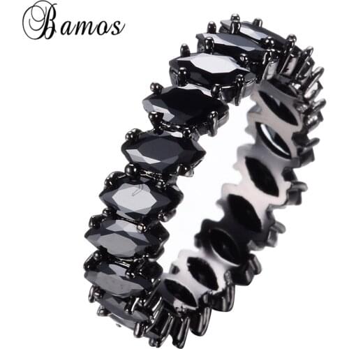 Antique Jewelry Horse Eye Style Black CZ Stone Ring Black Gold Filled Wedding Party Engagement Bead Ring Anel RB0566