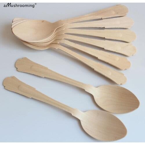 X25 Large Vintage Buffet Table Spoons Custom Engraved Biodegradable Party Soup Spoons 20cm 12cm Wood Kitchen Bar