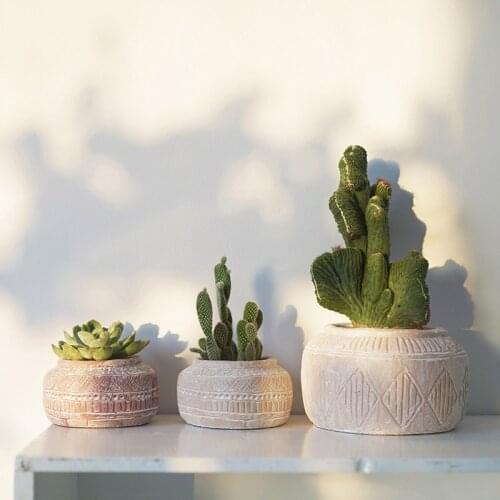 Minimalist stoneware cement flower pot retro ground creative succulents container flower pot balcony bonsai home decoration